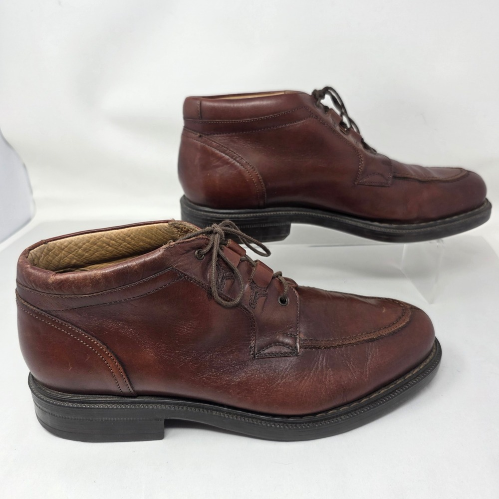 Bacco Bucci Chukka Boots Mens 10.5 Brown Leather Moc Toe Made in Italy Good